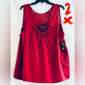 LADIES CRIMSON RED SLEEVELESS TOP